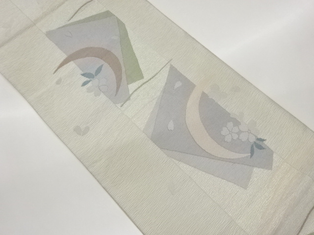 JAPANESE FUKURO OBI FOR SUMMER / WOVEN FLOWERS